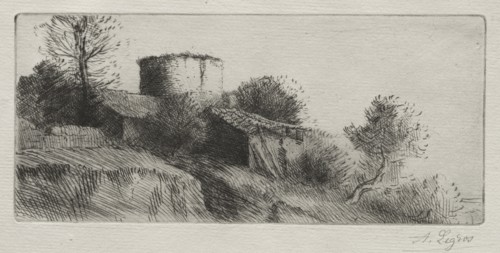 Pigeon Tower. Alphonse Legros (French, 1837-1911). Etching