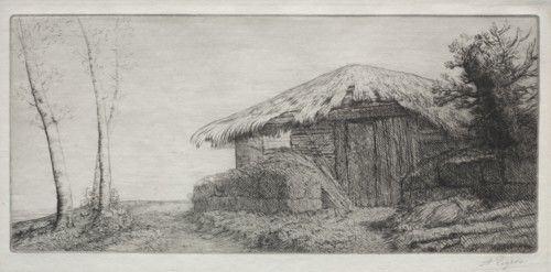 Sheepfold on the Hill (Bergerie sur le Coteau). Alphonse Legros (French, 1837-1911). Etching