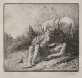 The Good Samaritan. Alphonse Legros (French, 1837-1911). Etching