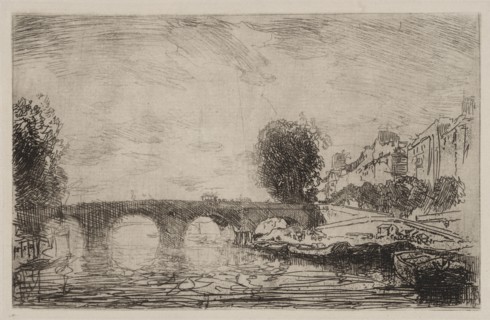 Sunset at Pont Marie, 1890. Auguste Louis Lepère (French, 1849-1918). Etching