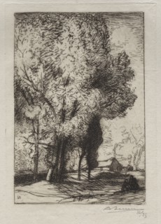 Bourrine dans les Peupliers, 1911. Auguste Louis Lepère (French, 1849-1918). Etching