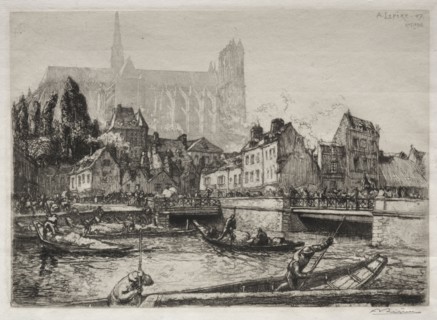 Arrivées des Légumes-Amiens, 1907. Auguste Louis Lepère (French, 1849-1918). Etching