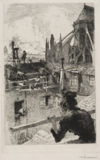 Sur les Toits pres Notre Dame, 1893. Auguste Louis Lepère (French, 1849-1918). Etching