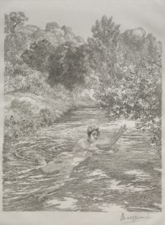 The Bather, c. 1860-70. Félix Bracquemond (French, 1833-1914). Etching; sheet: 47.2 x 32.6 cm (18