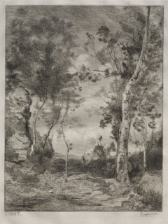 Landscape, or The White Horse, after Corot, c. 1858. Félix Bracquemond (French, 1833-1914).