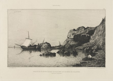 Fishing boat making a port of call at the rocks of Collioure, 1878. Adolphe Appian (French,