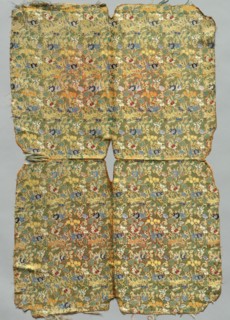 Fragment, 1800s. China, Qing Dynasty (1644-1912). Damask, silk; overall: 74 x 49 cm (29 1/8 x 19