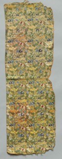 Fragment, 1800s. China, Qing Dynasty (1644-1912). Damask, silk; overall: 72.5 x 23.5 cm (28 9/16 x