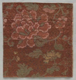 Textile Fragment, 1800s. Japan, 19th century. Silk; overall: 26.7 x 28.6 cm (10 1/2 x 11 1/4 in.)