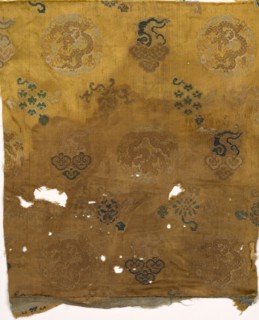 Fragment, 1700s. China, 18th century. Brocaded satin, silk; overall: 26 x 21.5 cm (10 1/4 x 8 7/16