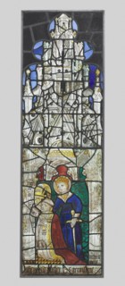 Saint Catherine with a Kneeling Male Donor, 1400s. France, Poitou, Melle, 15th century. Pot metal,