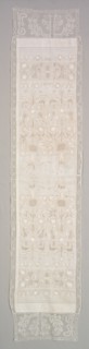 Table Runner, c 1800s. Czechoslovakia, 19th century. Silk embroidery on linen tabby ground;