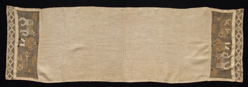 Cloth with Border of Figures of Men and Animals, 18th-19th century. Russia, 18th-19th century.