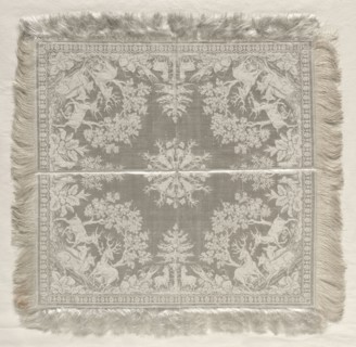 Napkin, 1867. Germany, Dresden, 19th century. Damask: linen; overall: 43.5 x 42 cm (17 1/8 x 16