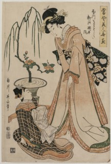 A Lady-in-Waiting with Waist as Slender as a Willow (From the series Flowers and Modern Beauties),