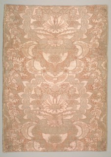 Textile Fragment, early 1700s. France, early 18th century, late Baroque. Plain compound satin;