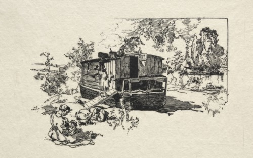 Bateau logement. Auguste Louis Lepère (French, 1849-1918). Wood engraving
