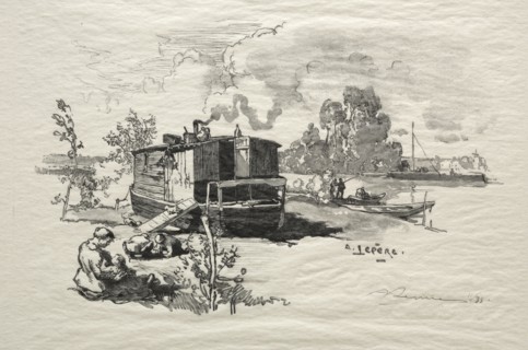 Bateau logement. Auguste Louis Lepère (French, 1849-1918). Wood engraving