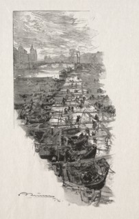 Le Marché aux Pommes. Auguste Louis Lepère (French, 1849-1918). Wood engraving