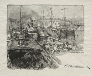 Le Bassin de la Villette. Auguste Louis Lepère (French, 1849-1918). Wood engraving
