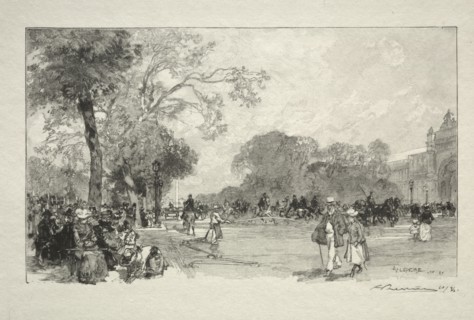 L'Avenue des Champs Elysées. Auguste Louis Lepère (French, 1849-1918). Wood engraving