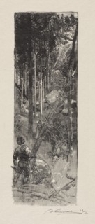 Abattage des Pins, 1887. Auguste Louis Lepère (French, 1849-1918). Wood engraving