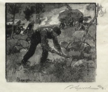 Arracheurs de bruyères, 1887. Auguste Louis Lepère (French, 1849-1918). Wood engraving