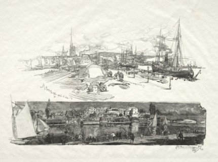 Rouen Illustré:  Les Nouveaux Quais-L'Ile La Croix, 1896. Auguste Louis Lepère (French, 1849-1918).