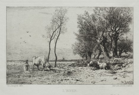 Winter. Charles-Émile Jacque (French, 1813-1894). Etching
