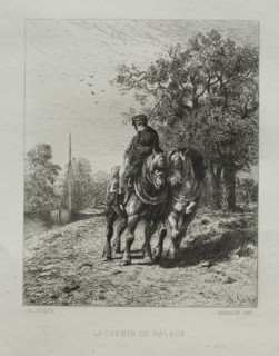 The Tow Path. Charles-Émile Jacque (French, 1813-1894). Etching