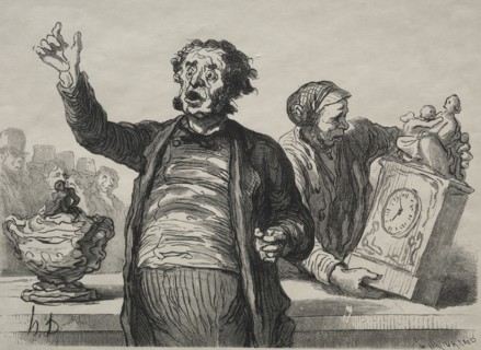 The Auction Room:  The Town Crier. Honoré Daumier (French, 1808-1879). Wood engraving