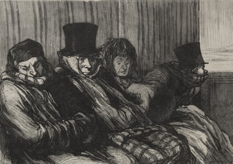 Les chemins de fer:  train de plaisir:  dix degrés d'ennue et de mauvaise humeur. Honoré Daumier