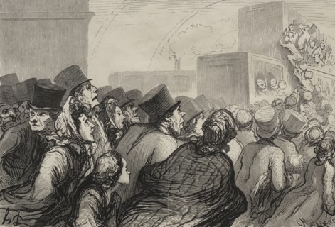The Railway:  The Sunday Excursion. Honoré Daumier (French, 1808-1879). Wood engraving