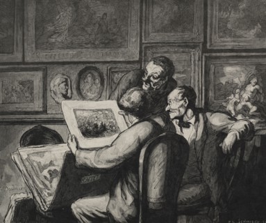 Print Enthusiasts. Honoré Daumier (French, 1808-1879). Wood engraving