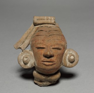 Figurine Head Fragment, 150-350. Central Mexico, Teotihuacán, Classic Period. Ceramic, pigment;