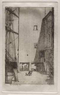 Ship and Elevator, 1878. Otto H. Bacher (American, 1856-1909). Etching