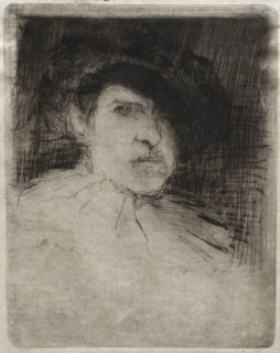Self-Portrait in Costume, 1880. Otto H. Bacher (American, 1856-1909). Etching