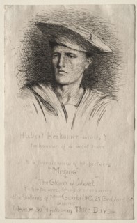 Head of a Young Man, 1881. Hubert von Herkomer (British, 1849-1914). Etching