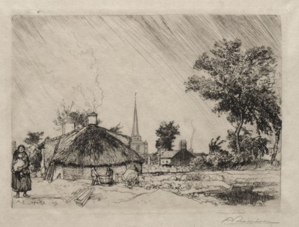 The Shower:  St. Jean-de-Monte, 1909. Auguste Louis Lepère (French, 1849-1918). Etching