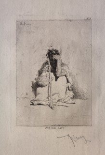 Mendiant accroupi. Mariano Fortuny y Carbó (Spanish, 1838-1874). Etching
