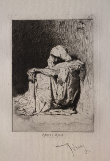 Arabe assis, les mains croisees sur les genous. Mariano Fortuny y Carbó (Spanish, 1838-1874).