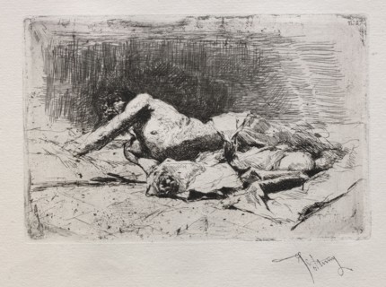 Homme se roulant de terre. Mariano Fortuny y Carbó (Spanish, 1838-1874). Etching