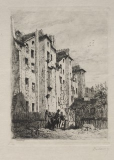 Maisons, Rue de Lyonnais. Alfred Alexandre Delauney (French, 1830-1894). Etching