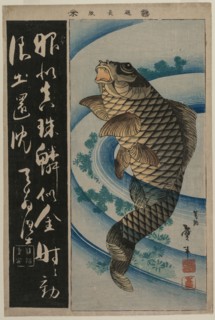 Carp and Waterweeds, c. early 1830s. Katsushika Taito II (Japanese, active c. 1810-50s). Color