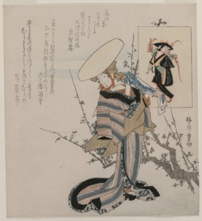 Woman by a Plum Tree Matched with the Wisteria Maiden (from a series of women compared to figures