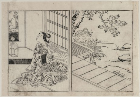 Woman Looking at a Hanging Scroll, c. 1740s. Nishikawa Sukenobu (Japanese, 1671-1754). Color