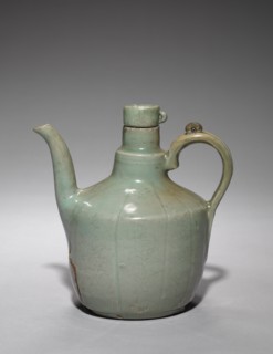 Wine Pot with Incised Chrysanthemum Design, 1100s-1200s. Korea, Goryeo period (918-1392). Pottery