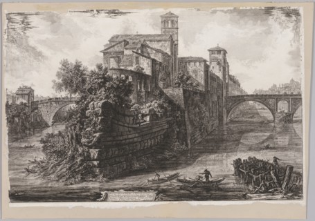 Views of Rome:  The The Isola Tiberina, 1775. Giovanni Battista Piranesi (Italian, 1720-1778).