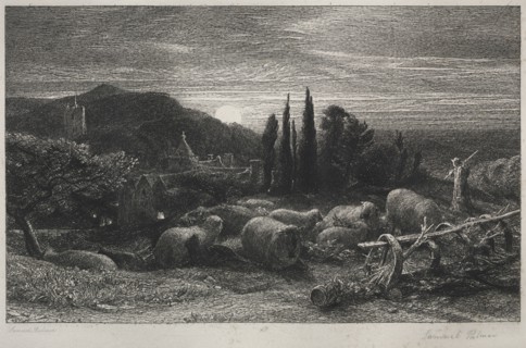 The Rising Moon. Samuel Palmer (British, 1805-1881). Etching