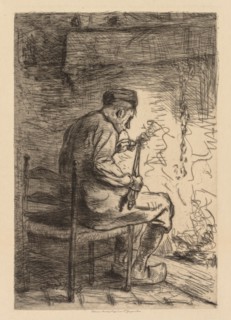 The Smoker. Jozef Israëls (Dutch, 1824-1911). Etching